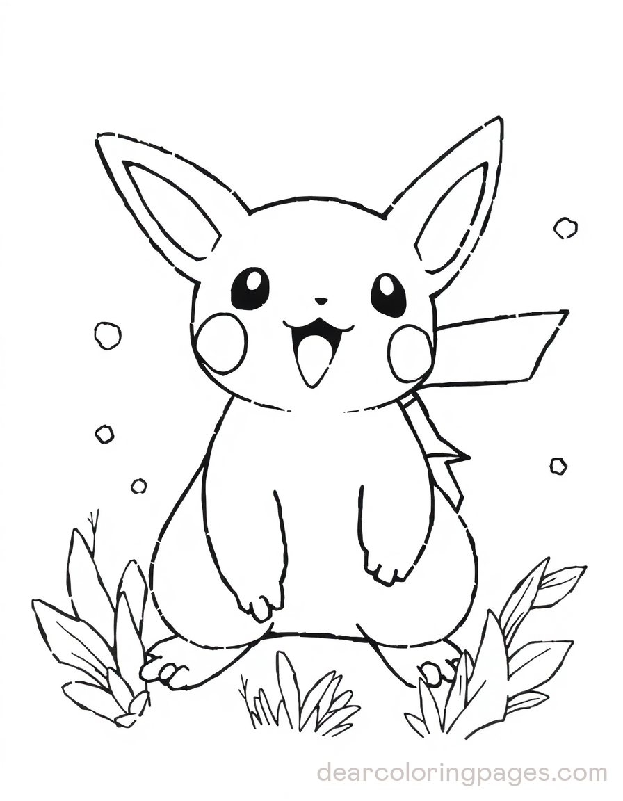 Hand Drawn Pikachu Coloring Page