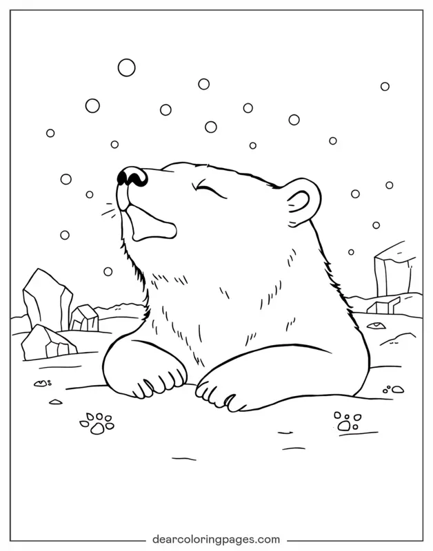 Eisbär Ausmalbild - Eisbär gähnt