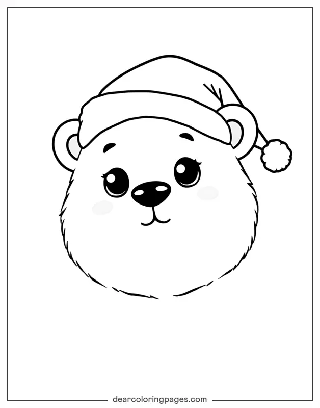 Eisbär Ausmalbild - Eisbär mit Weihnachtsmannmütze