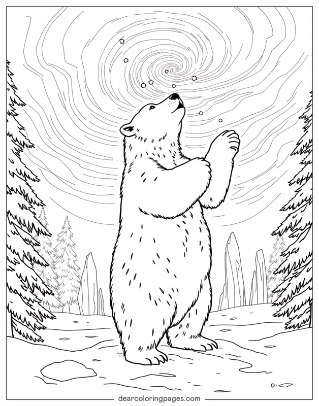 Eisbär Ausmalbild - Eisbär, der auf seinen Hinterbeinen aufsteht