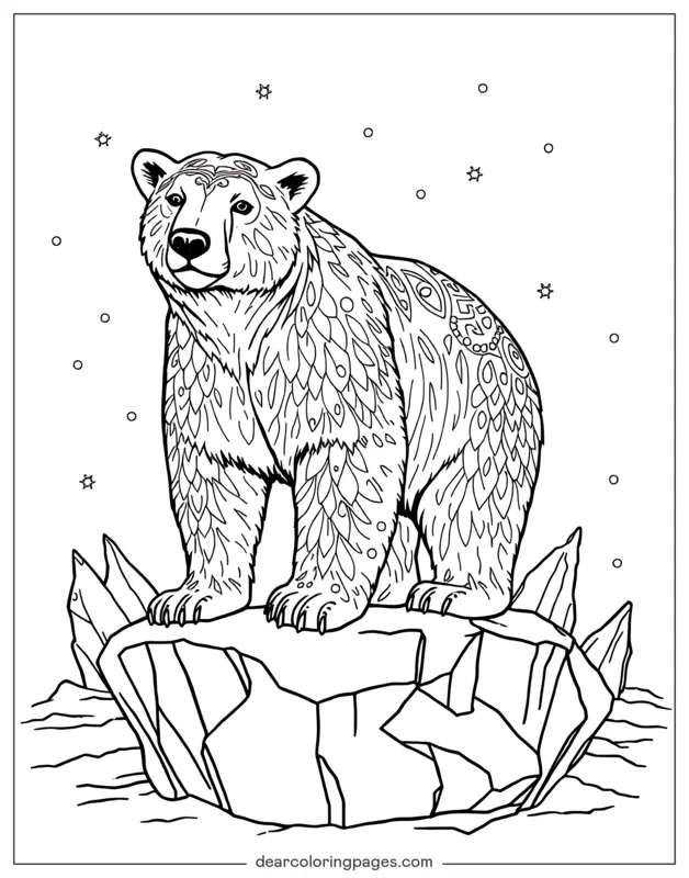 Eisbär Ausmalbild - Eisbär mit komplexen Mustern