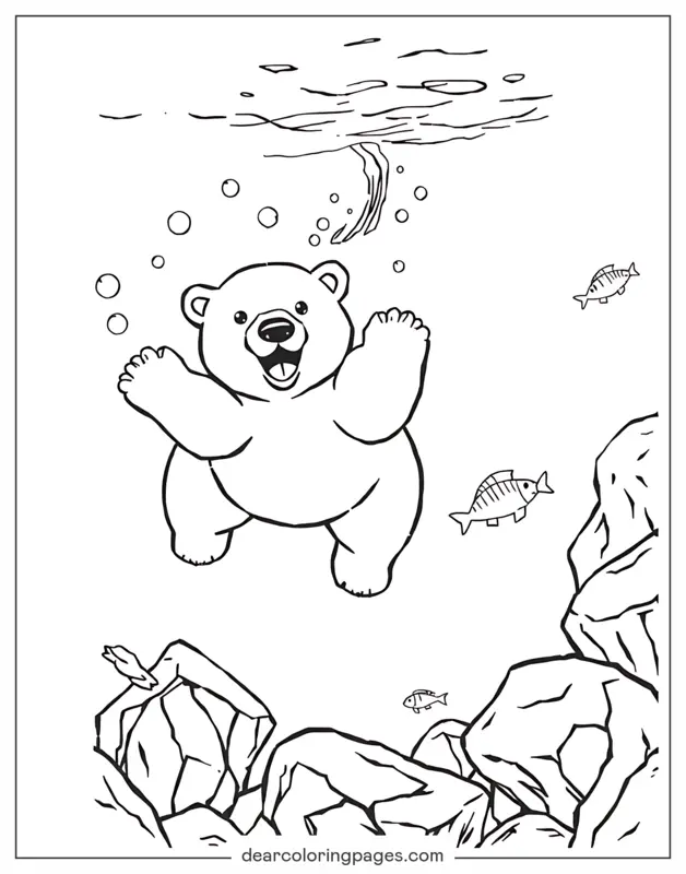Eisbär Ausmalbild - Eisbär schwimmt