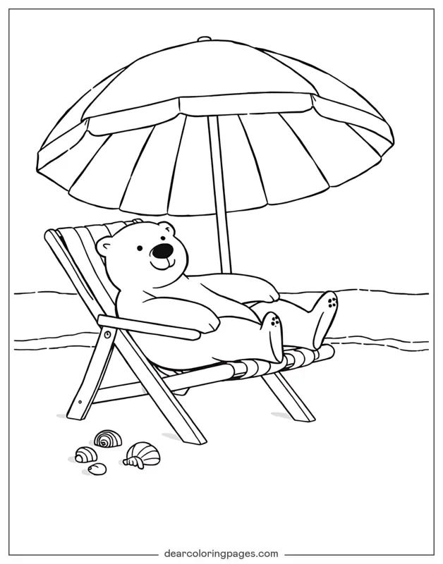 Eisbär Ausmalbild - Eisbär am Strand