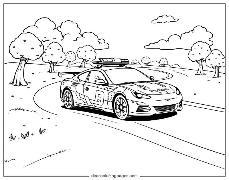 Auto della polizia Disegno da Colorare - Auto della polizia