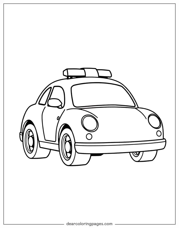 Auto della polizia Disegno da Colorare - Macchina della polizia cartone animato