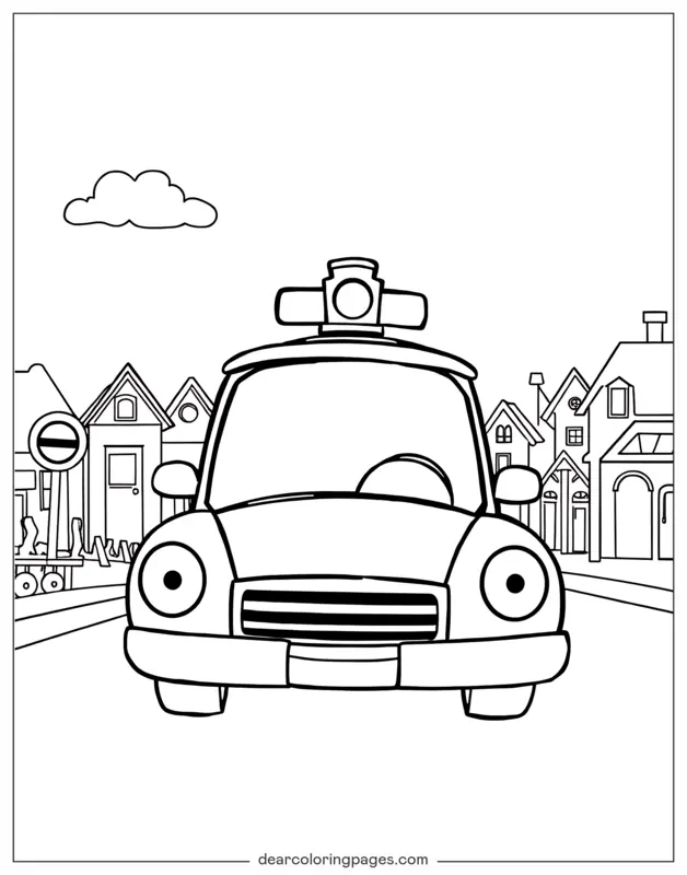 Auto della polizia Disegno da Colorare - Semplice da colorare auto della polizia
