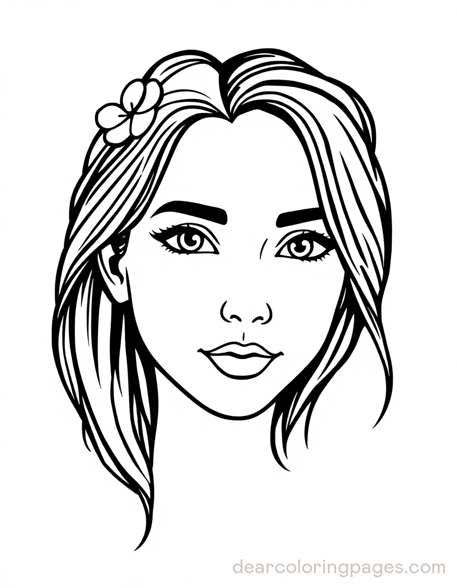 Portrait Coloring Page - Simple Line Portrait