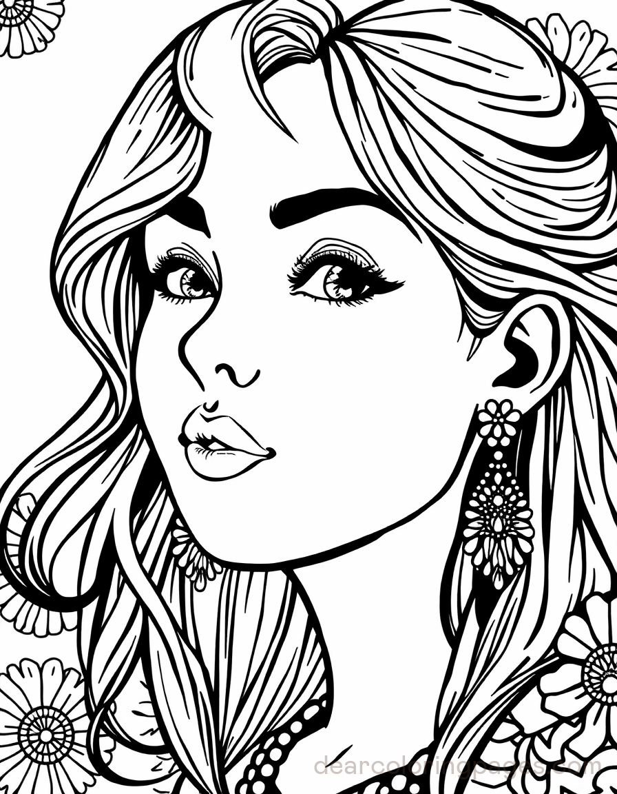 Portrait Coloring Page - Portrait with Daisies