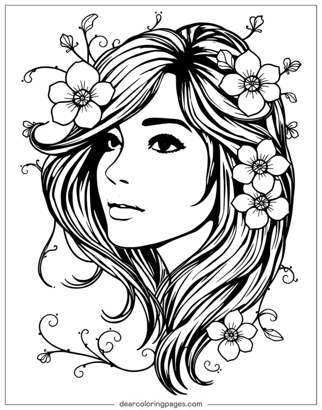 Portrait of a Woman With Flowing Hair
