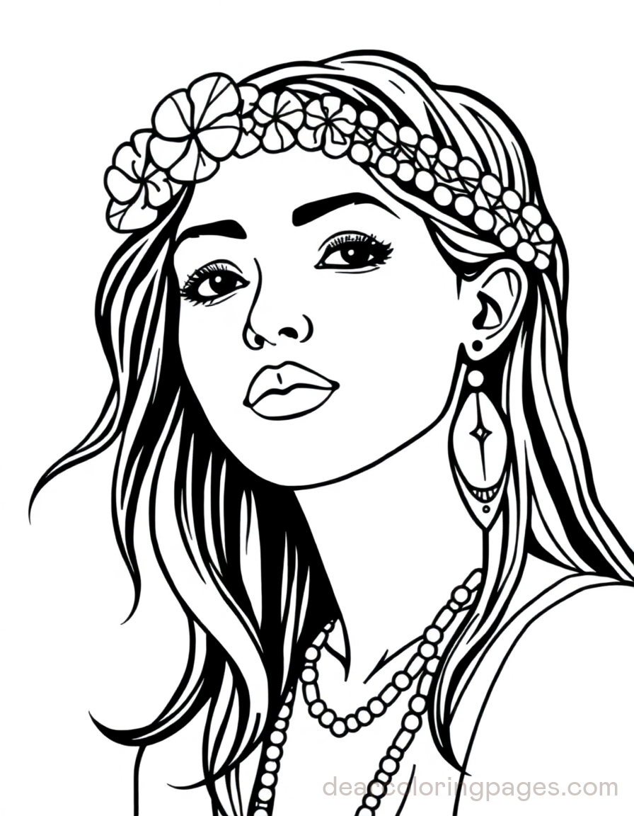 Portrait Coloring Page - Bohemian Portrait