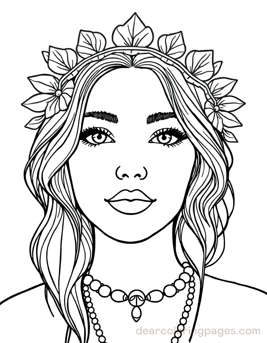 Portrait Coloring Page - Bohemian Portrait