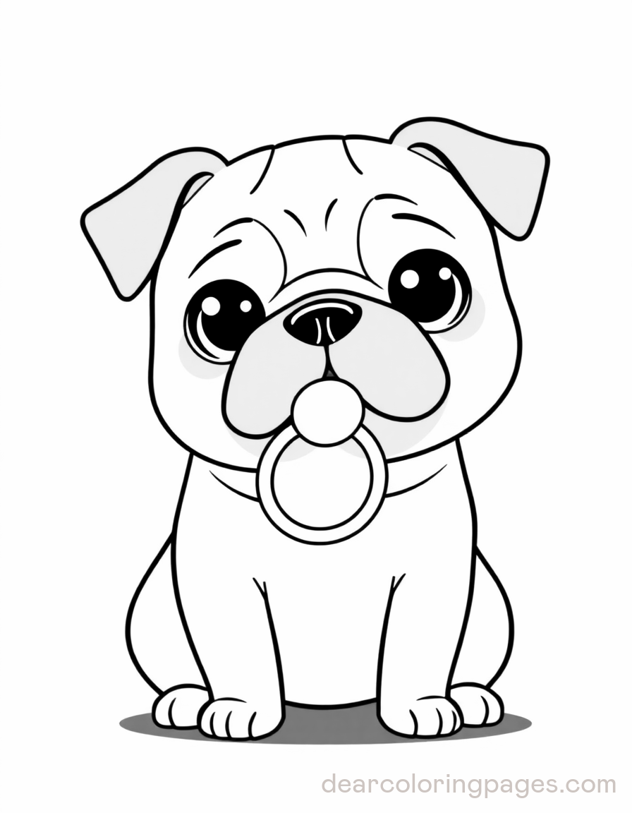 Pug Coloring Page - Pug with Pacifier