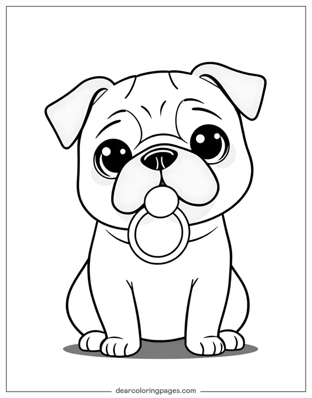 Mops Ausmalbild - Mops mit Schnuller
