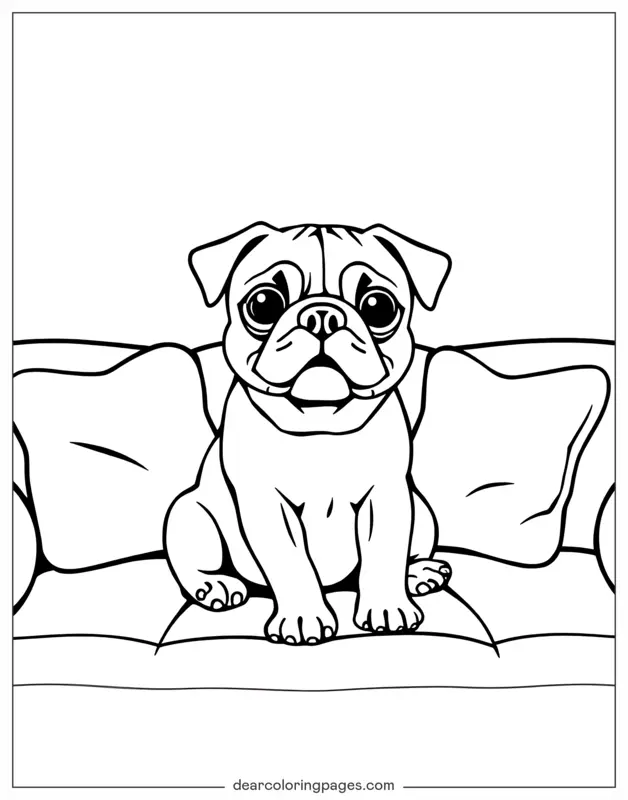 Mops Ausmalbild - Mops auf der Couch