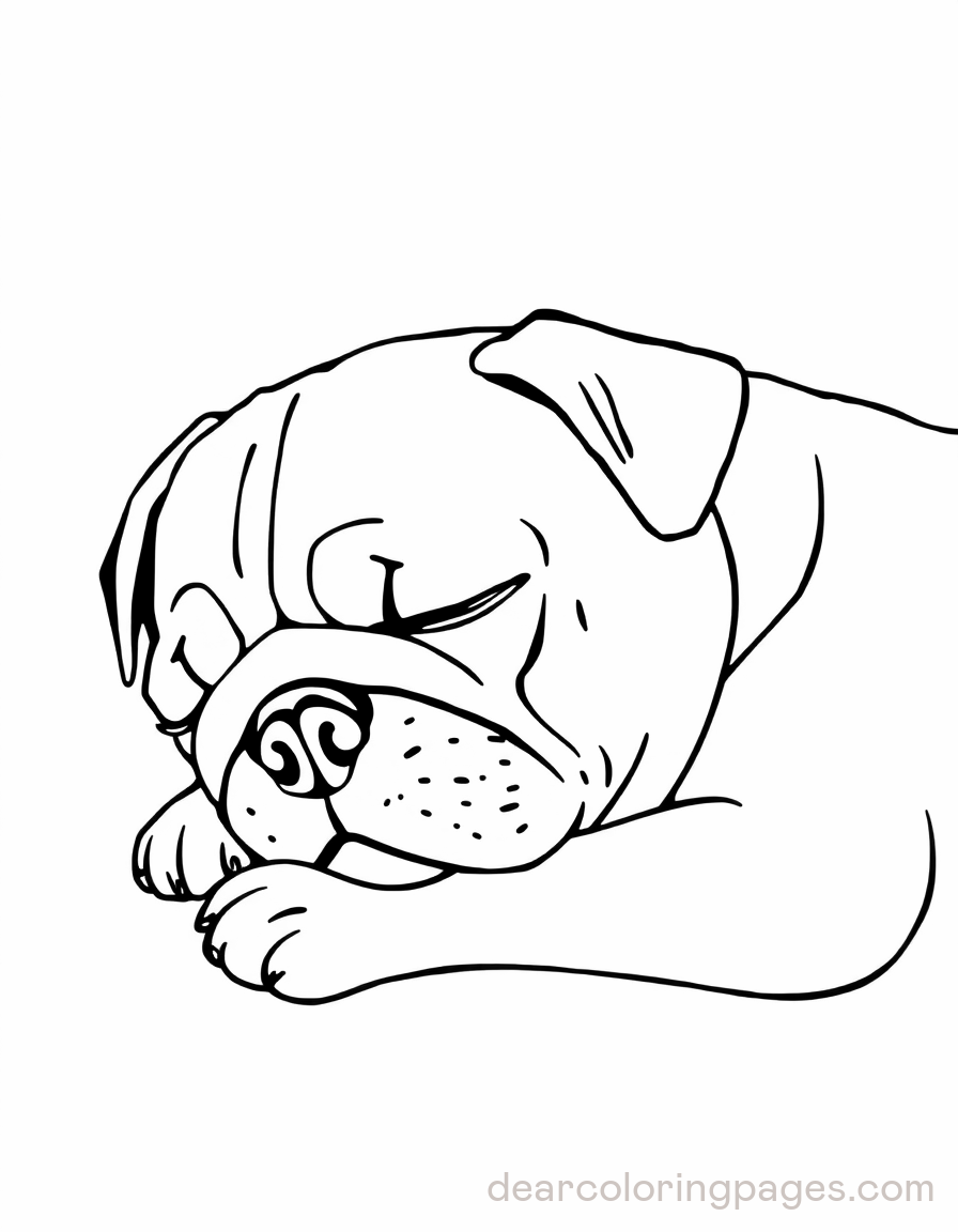 Pug Coloring Page - Pug Sleeping