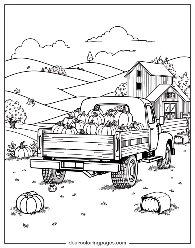 Calabaza Dibujo para Colorear - Cosecha de calabazas