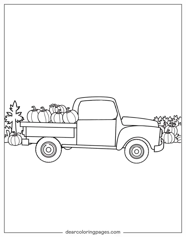 Calabaza Dibujo para Colorear - Camión lleno de calabazas