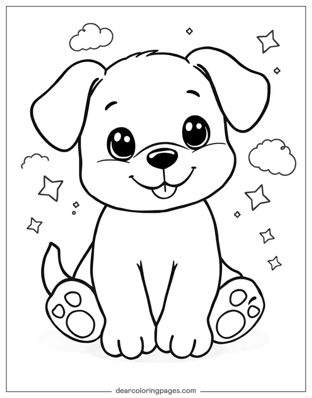Puppy Coloring Page - Adorable Cartoon Puppy