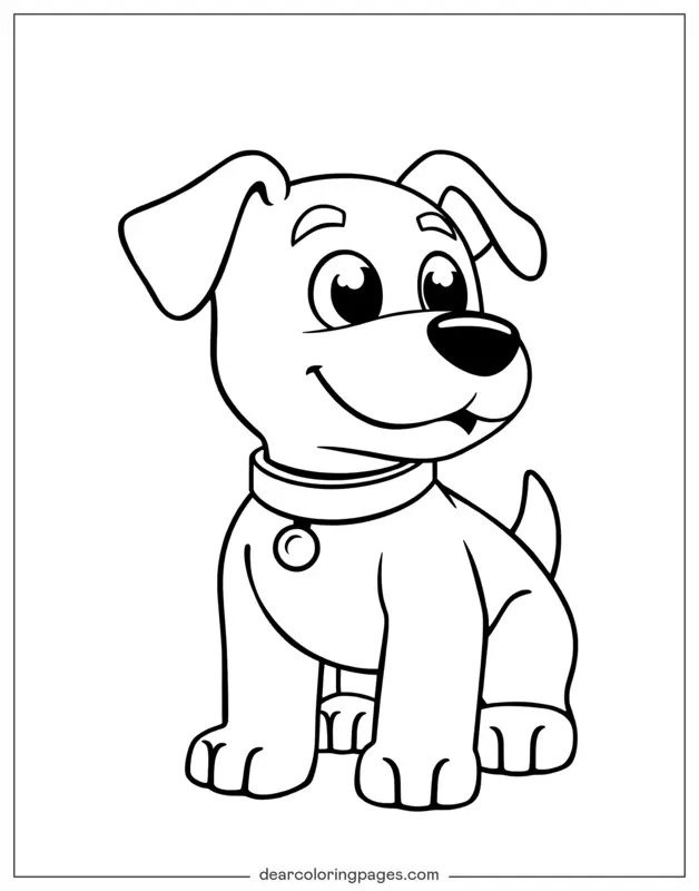 Puppy Coloring Page - Cute Cartoon Puppy Coloring