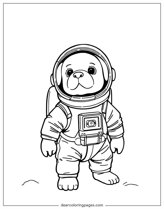 Puppy Coloring Page - Puppy Astronaut