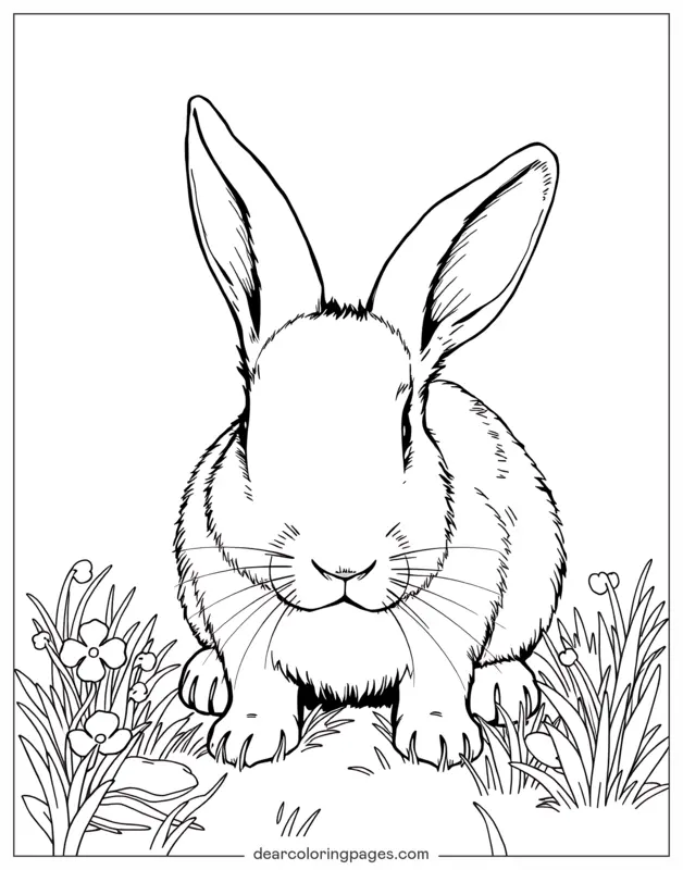 Kaninchen Ausmalbild - Realistischer Hase
