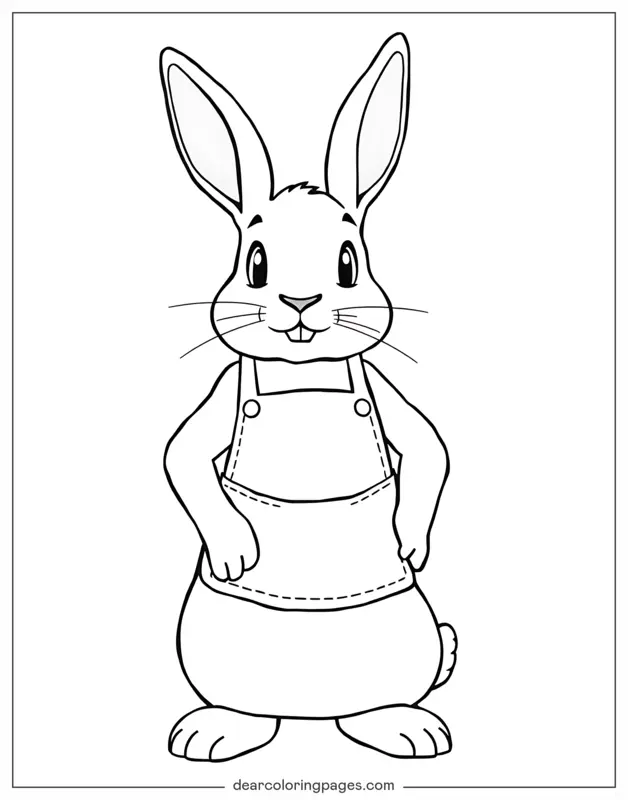 Kaninchen Ausmalbild - Hase in Schürze