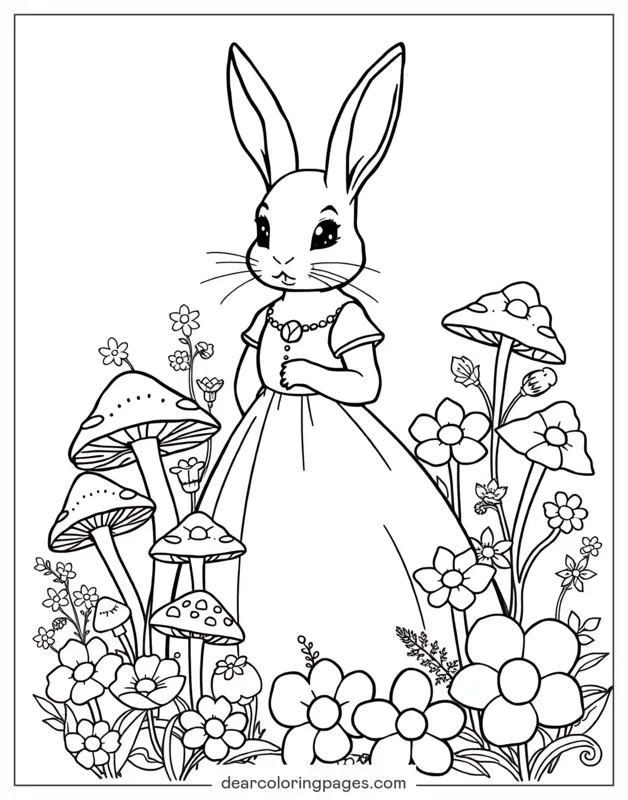 Kaninchen Ausmalbild - Hasenprinzessin