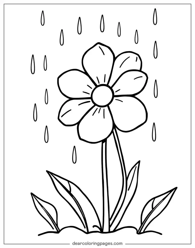Nature and Architecture Coloring Pages - Rain Coloring Page