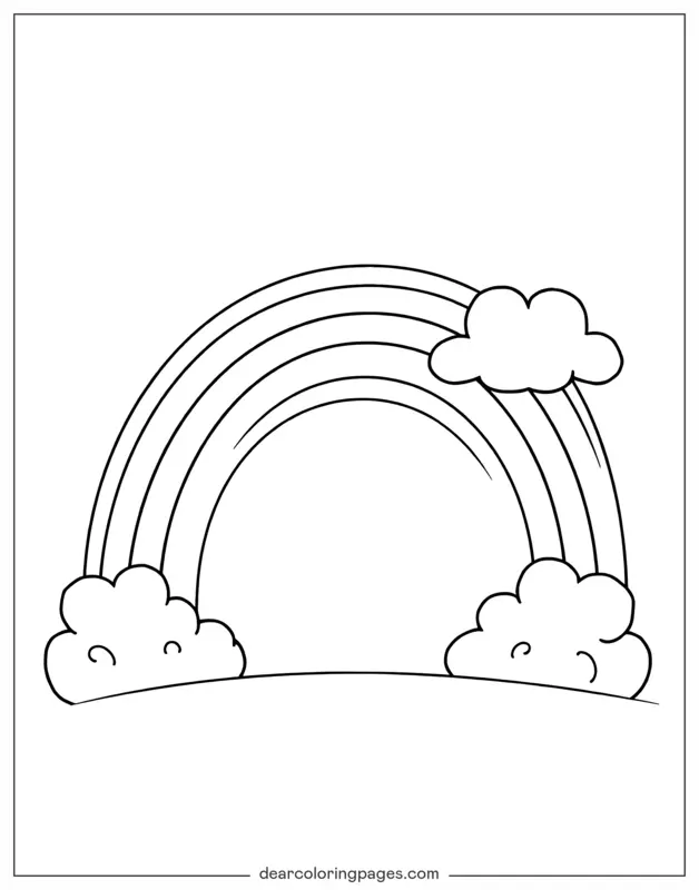 Coloriage de arc-en-ciel – Arc-en-ciel avec des nuages