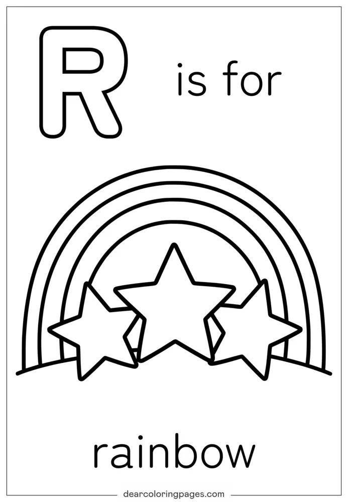 Buchstabe R Ausmalbild - R steht für Regenbogen