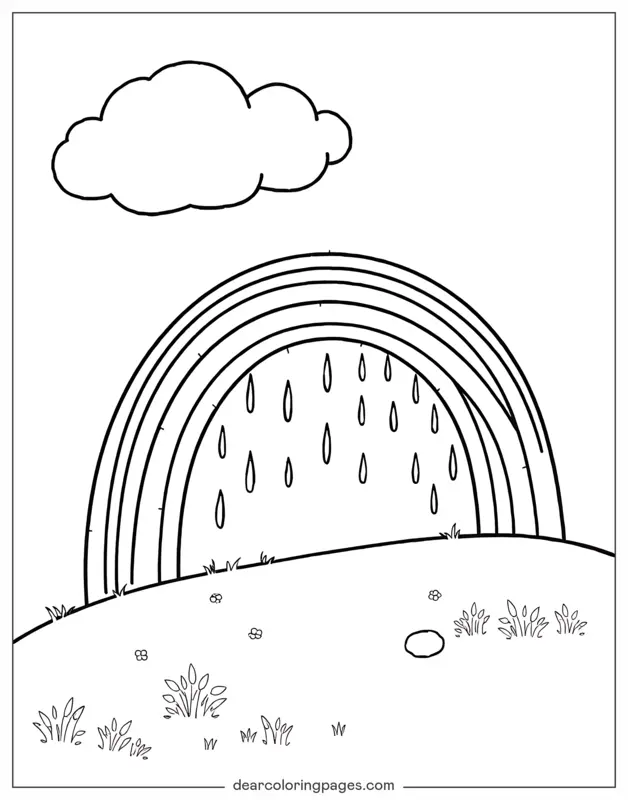 Coloriage de arc-en-ciel – Arc-en-ciel et pluie