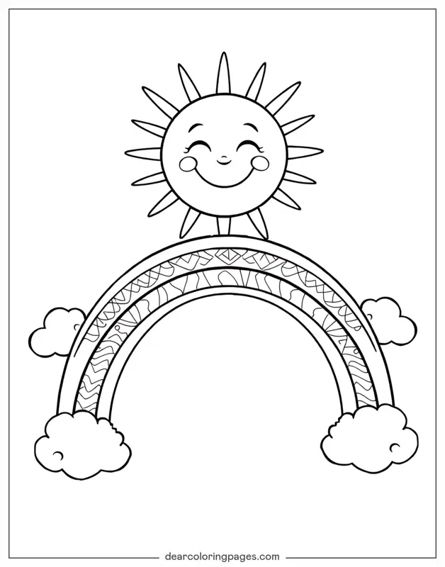 Coloriage de arc-en-ciel – Arc-en-ciel et soleil
