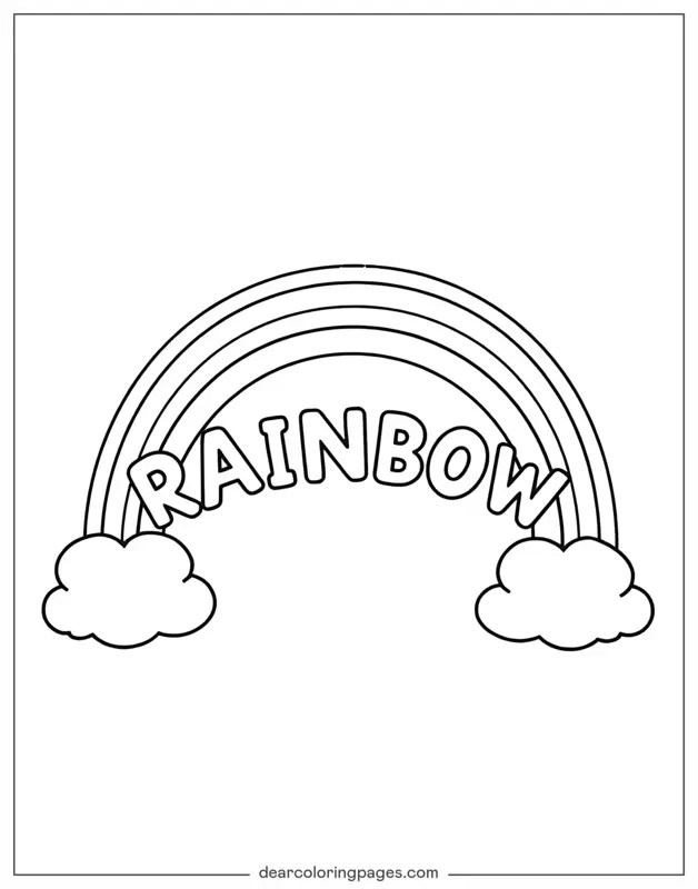 Coloriage de arc-en-ciel – Arc-en-ciel simple avec texte