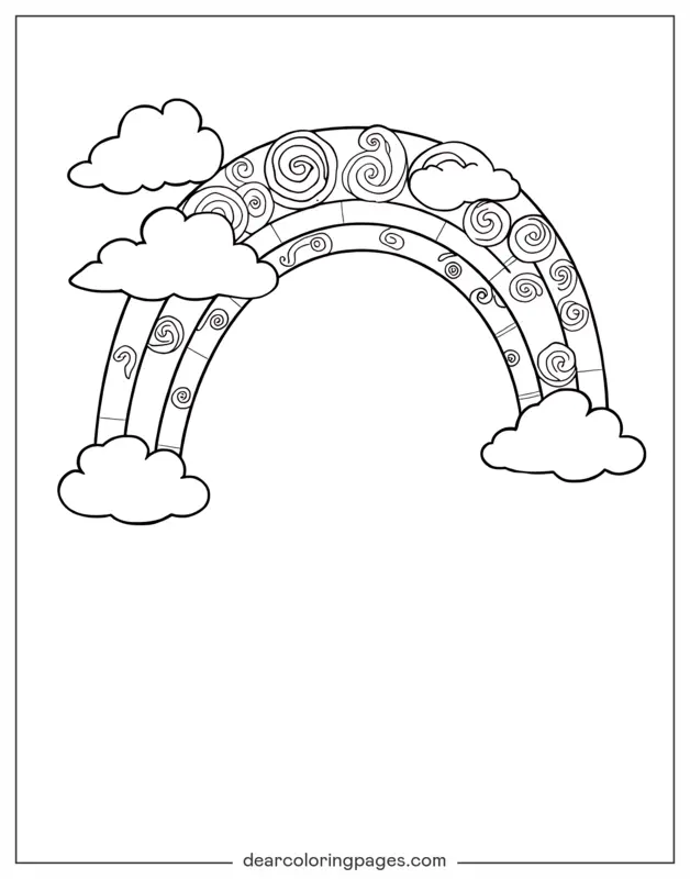 Coloriage de arc-en-ciel – Arc-en-ciel avec des motifs délicats