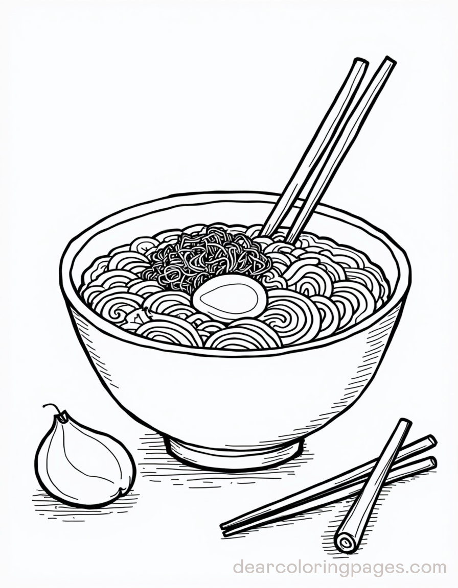 Traditional Ramen with Egg Coloring Page