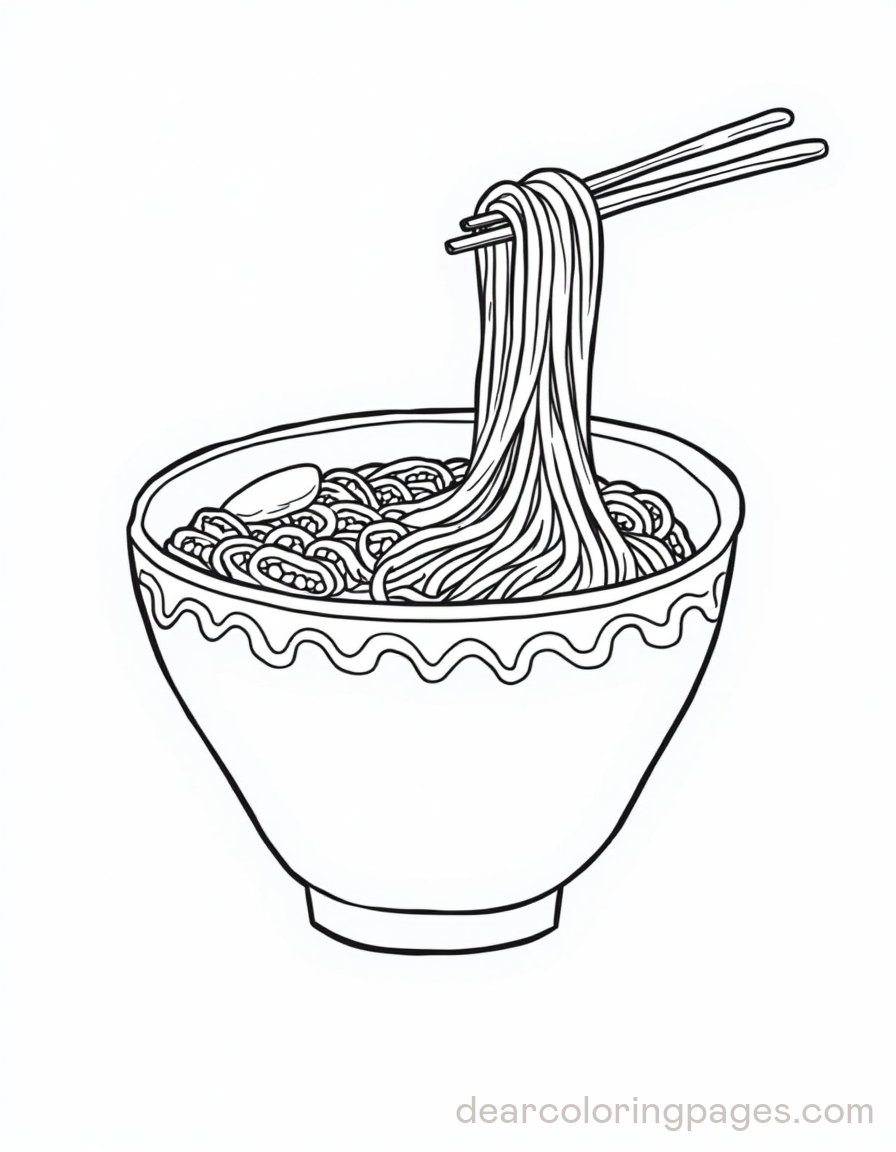 Ramen Noodle Lift Coloring Page