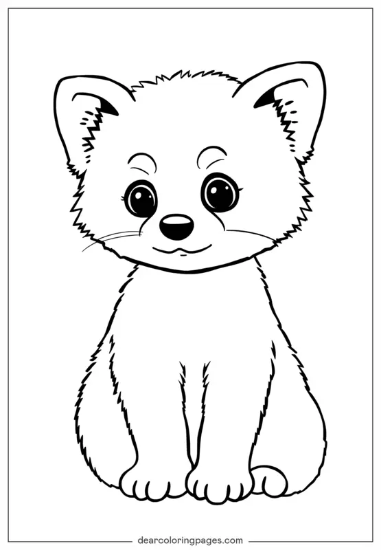 Panda rojo Dibujo para Colorear - Coloración de lindo bebé panda rojo