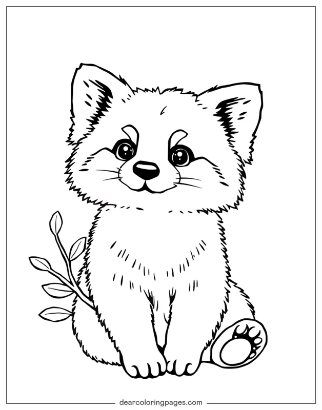 Panda rojo Dibujo para Colorear - Lindo panda rojo