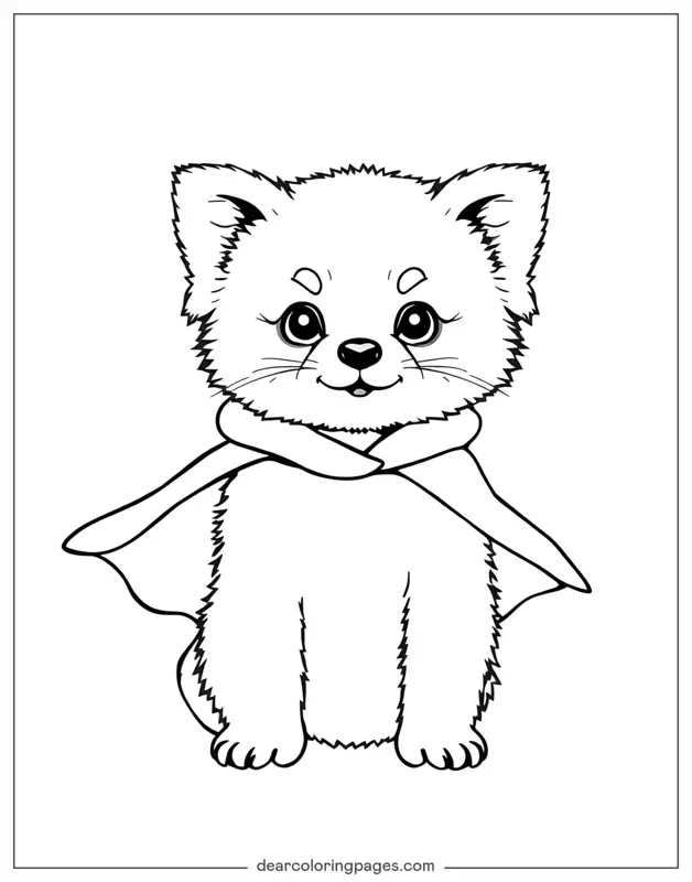 Panda rojo Dibujo para Colorear - Panda Rojo con Capa