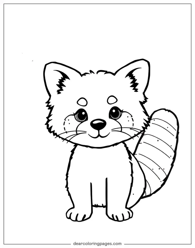 Panda rojo Dibujo para Colorear - Panda Rojo de Caricatura