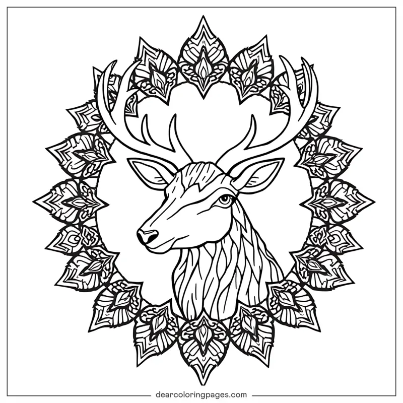 Reindeer Coloring Page - Reindeer Mandala