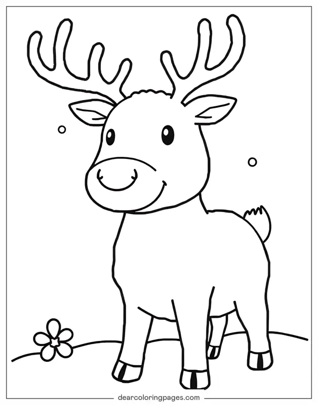 Reindeer Coloring Page - Easy to Color Reindeer