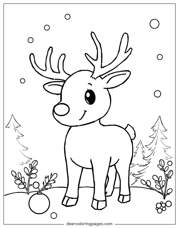 Reindeer Coloring Page - Cute Reindeer