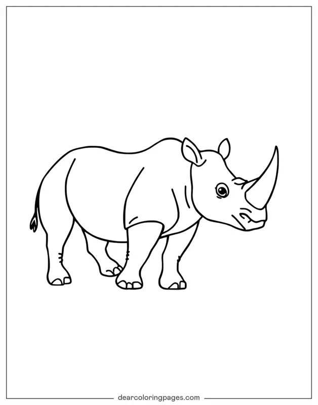 Coloriage de Rhinocéros – Croquis de rhinocéros simple