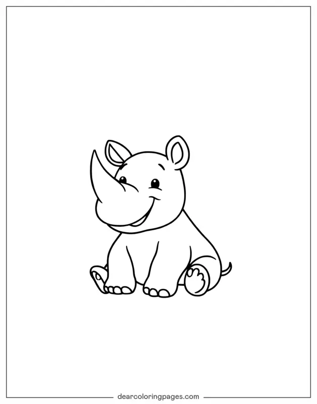 Coloriage de Rhinocéros – Bébé Rhinocéros