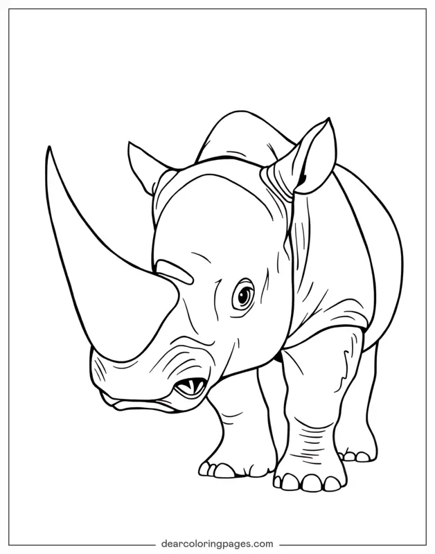 Coloriage de Rhinocéros – Art linéaire de rhinocéros