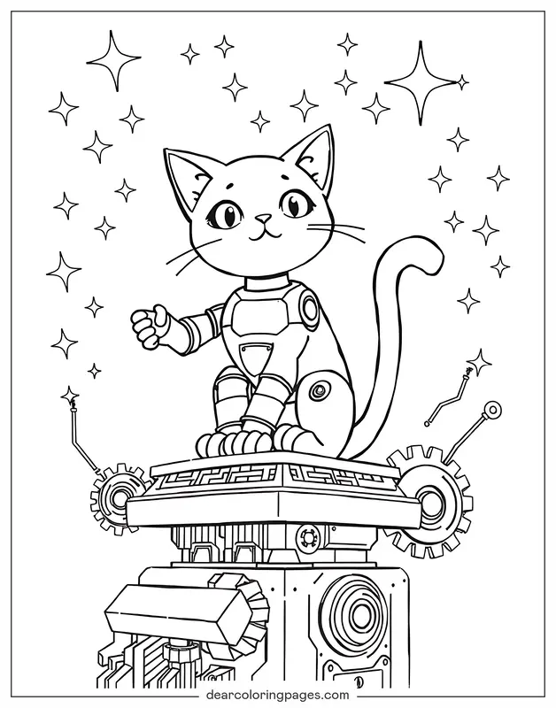 Katze Ausmalbild - Roboterkatze