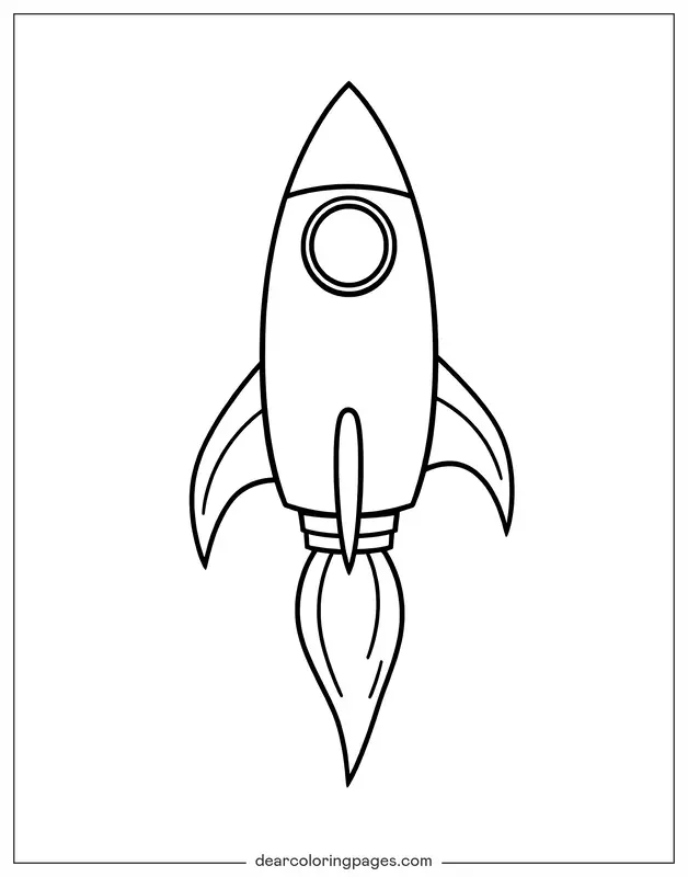 Rocket Coloring Page - Cartoon Style Rocket