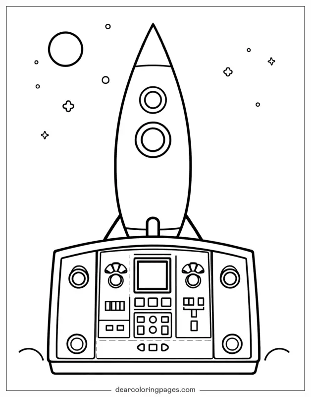 Rocket Coloring Page - Rocket Control Panel