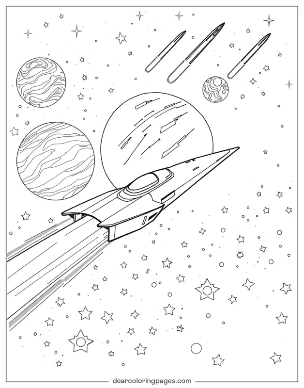 Rocket Coloring Page - Spaceship